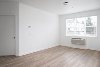 Luxury vinyl flooring in living room and bathroom